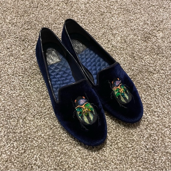 Tory Burch Shoes - Tory Burch Easton Velvet Beetle Flats